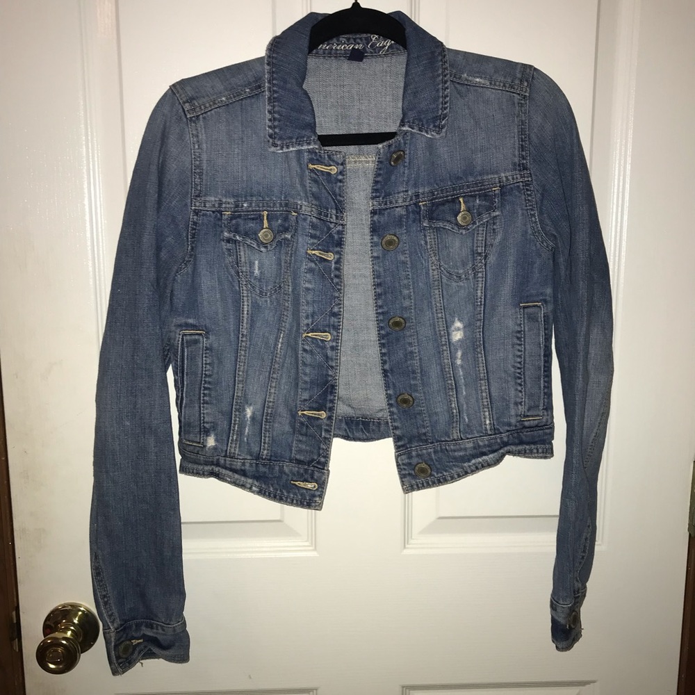 American Eagle Cropped Jean Jacket Size Small
